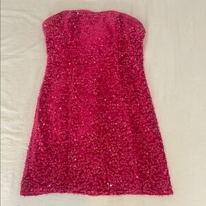 Stunning Pink Sequin Strapless Dress